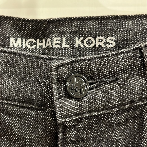 NWT Michael Kors dark grey flared midrise jeans with black rhinestone pockets - Picture 4 of 10